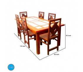 OWDT 002 ORIENT WOODEN DINNING TABLE (GLASS)
